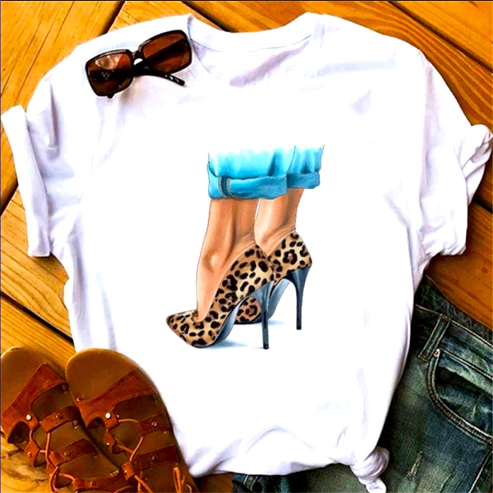 Leopard Stiletto heels graphic tee - Picture 4 of 7